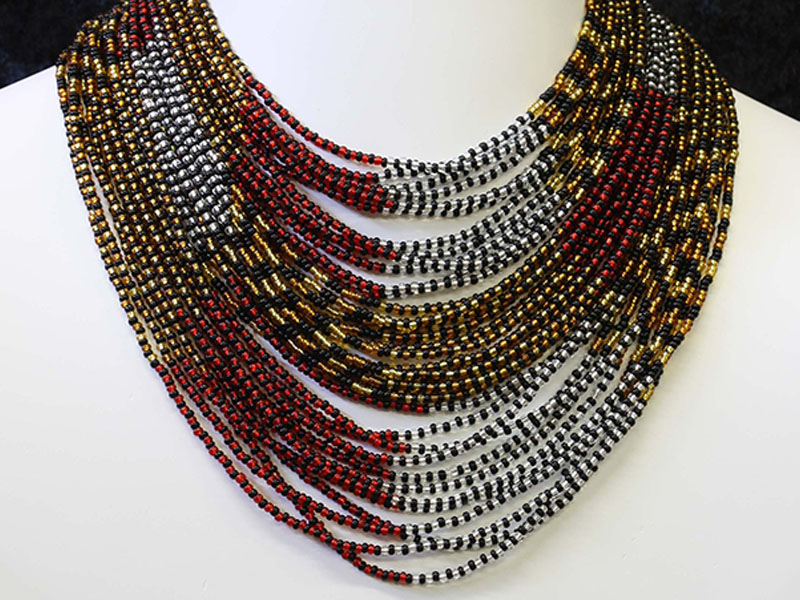 Red, brown, white and black