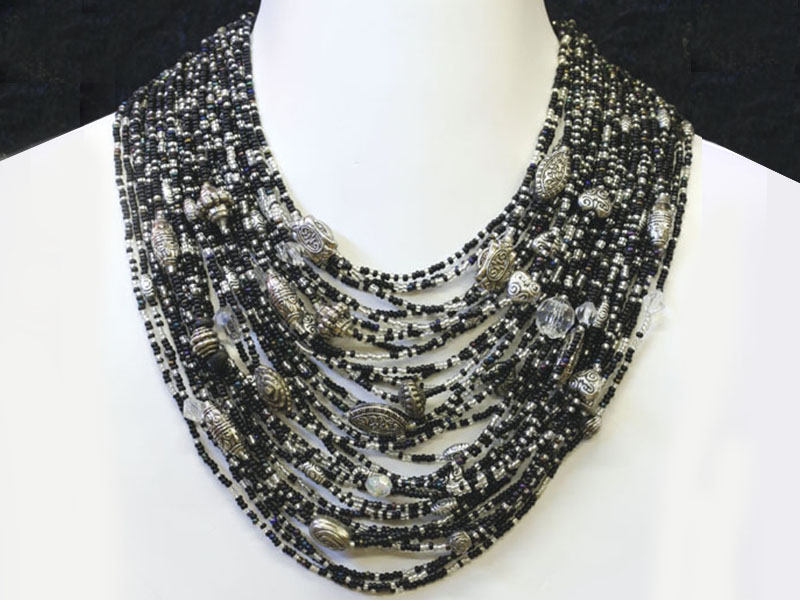 Black and silver with fancy bead accents Black and silver with fancy bead accents