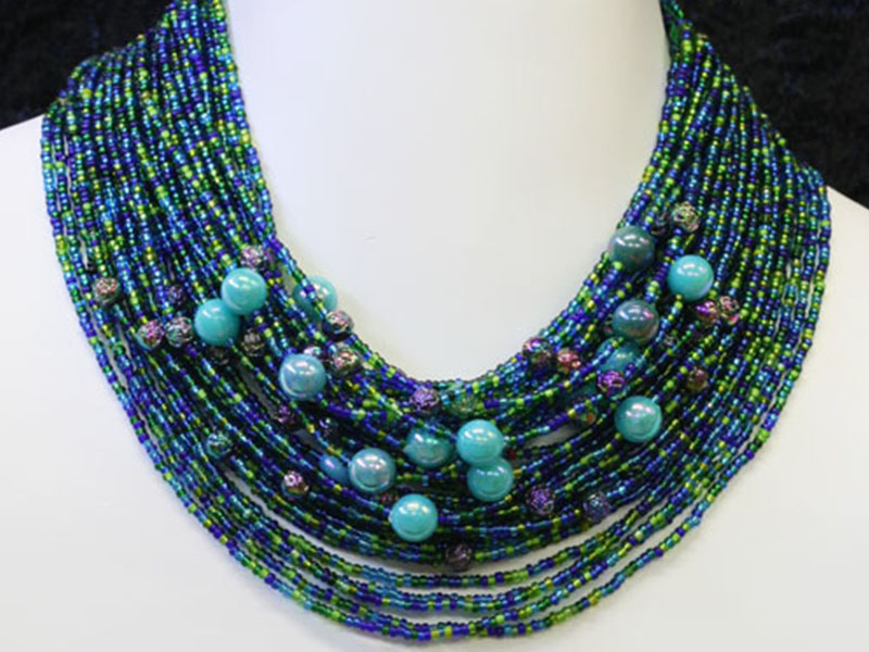 Blue, green with fancy bead accent Blue, green with fancy bead accent