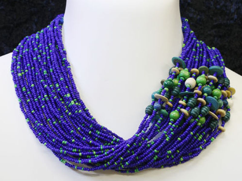Blue, green with fancy bead accent Blue, green with fancy bead accent