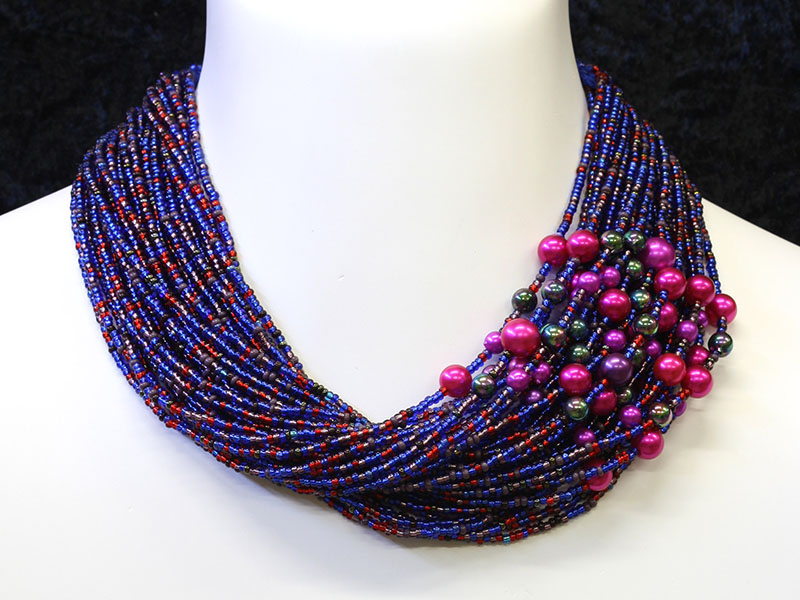 Blue, red and purple with fancy bead accents