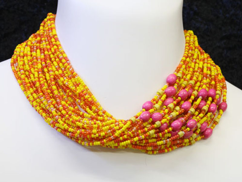 Yellow, orange with fancy bead accents Yellow, orange with fancy bead accents