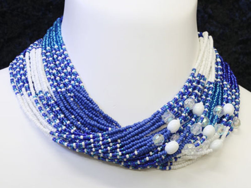 Blues and white with fancy bead accents Blues and white with fancy bead accents