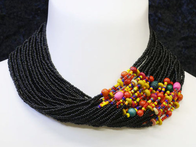 Black and multi colour with fancy bead accents Black and multi colour with fancy bead accents
