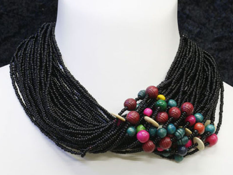 Black and multi colour with fancy bead accents Black and multi colour with fancy bead accents