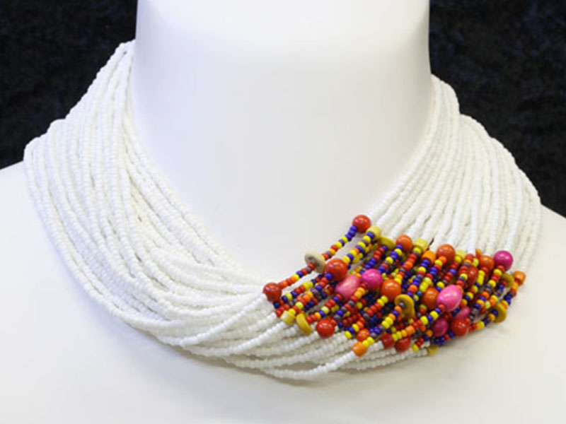 White with fancy bead accents White with fancy bead accents