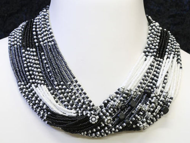 Black, white with fancy accent beads Black, white with fancy accent beads