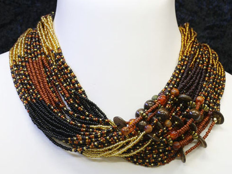 Black, brown with fancy accent beads Black, brown with fancy accent beads
