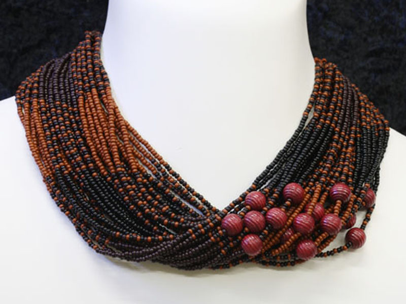 Brown, black with fancy accent beads Brown, black with fancy accent beads