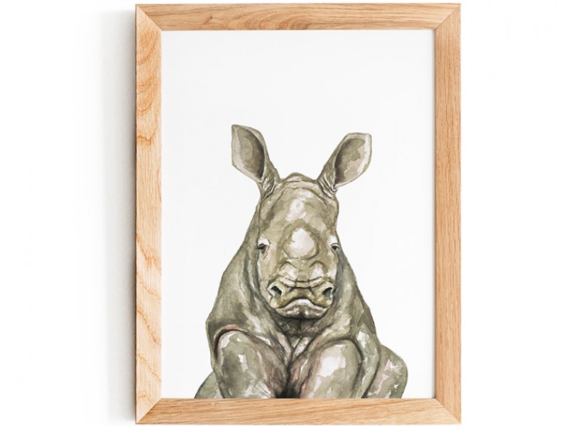 Water Colour Baby Rhino Print 