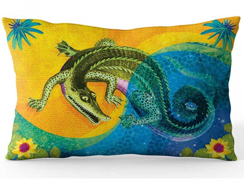 Africa Dreaming Collection Ramie Cushion Cover - Crcodile Africa Dreaming Collection Ramie Cushion Cover - Crcodile