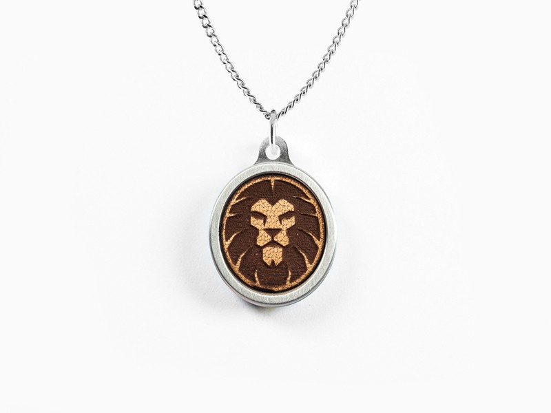Lion Leather Inlay Pendant