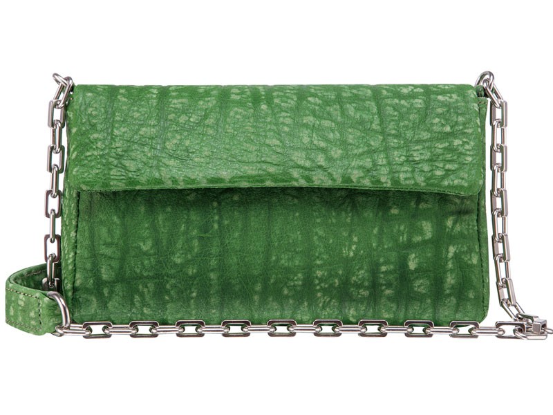 Mini Sling- Ostrich Leather With Chain Handle Mini Sling- Ostrich Leather With Chain Handle