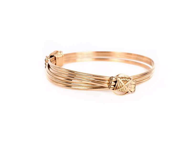 3 GOLD STRAND BRACELET WITH 2 GOLD KNOTS 3 GOLD STRAND BRACELET WITH 2 GOLD KNOTS