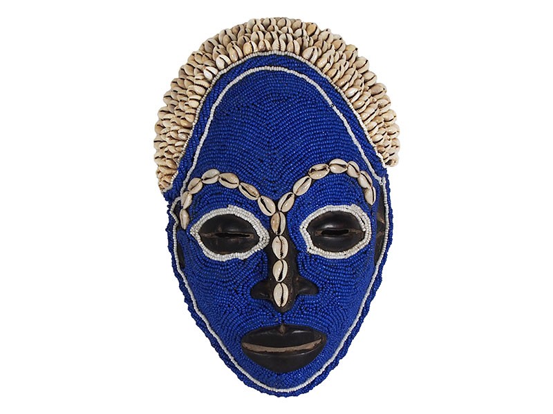 Bamileke Blue Beaded Mask - Small Bamileke Blue Beaded Mask - Small