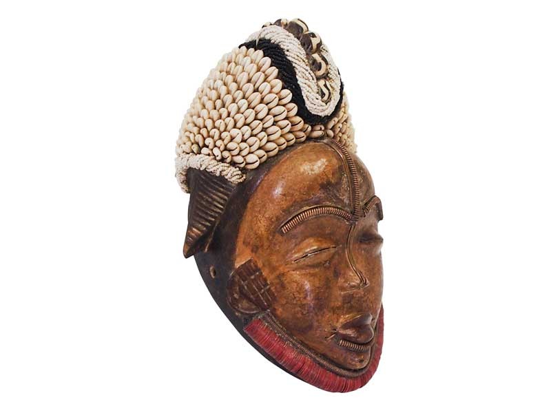 Beaded Punu Mask - White and Black Beaded Punu Mask - White and Black