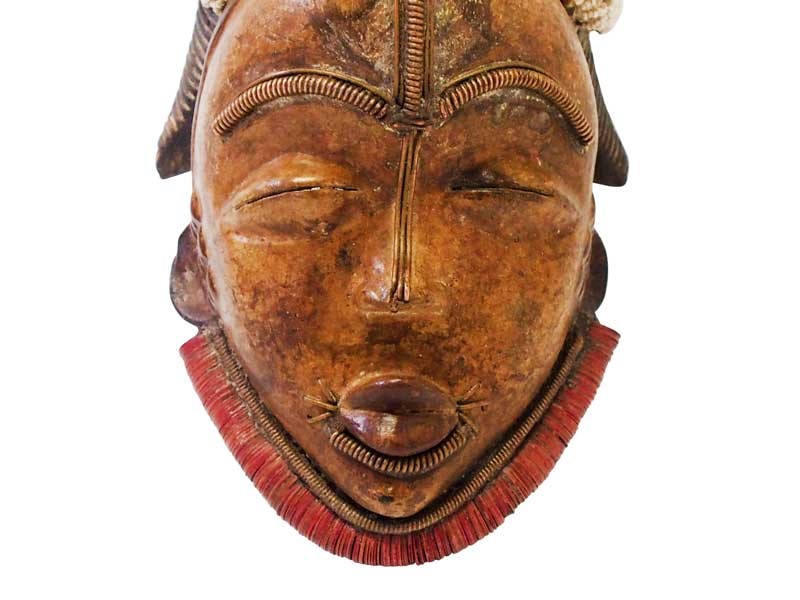 Beaded Punu Mask - White and Black Beaded Punu Mask - White and Black