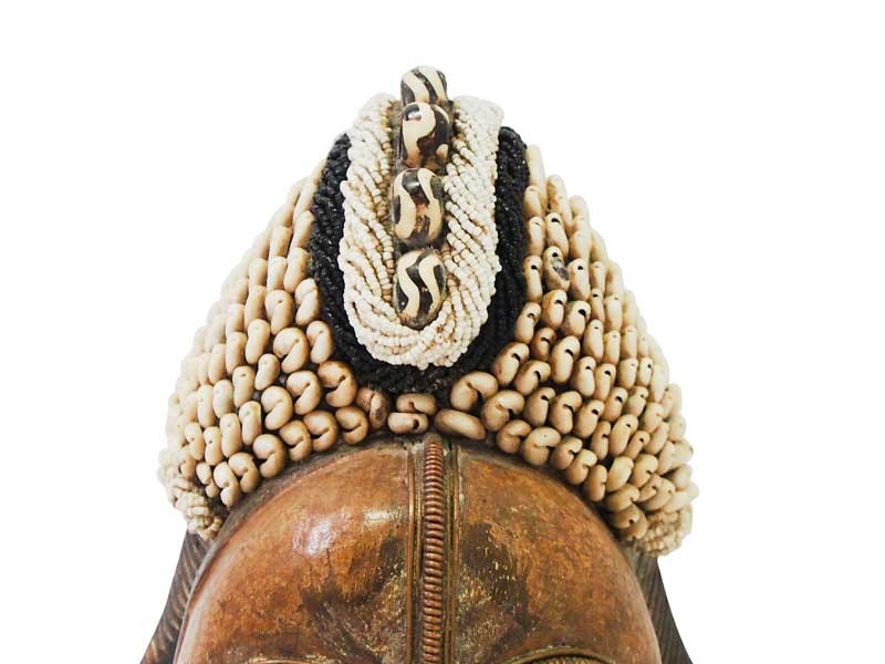 Beaded Punu Mask - White and Black Beaded Punu Mask - White and Black