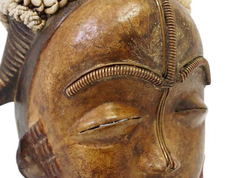 Beaded Punu Mask - White and Black Beaded Punu Mask - White and Black
