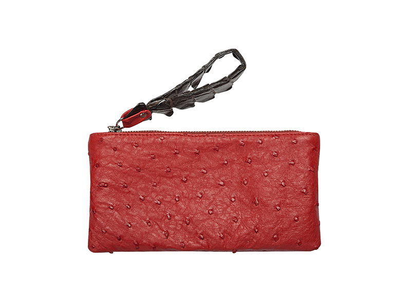 Candy Clutch - Small - Ostrich Leather With Croc Wristlet Candy Clutch - Small - Ostrich Leather With Croc Wristlet