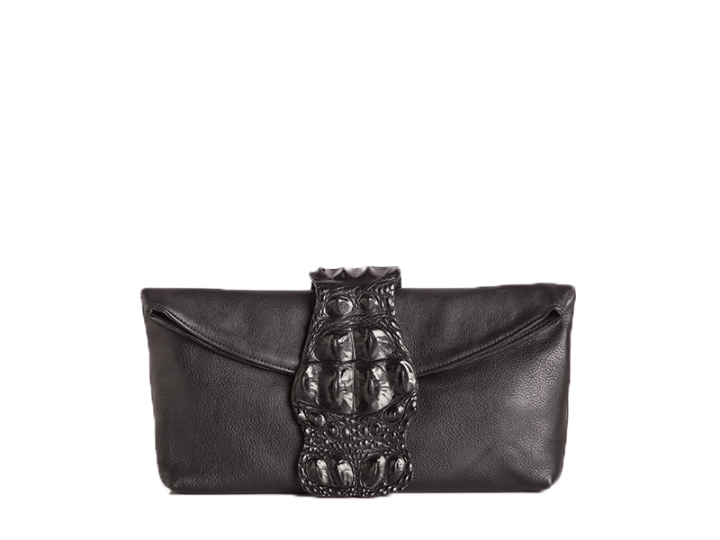 Sandra Clutch - Soft Leather With Crocodile Flap Sandra Clutch - Soft Leather With Crocodile Flap
