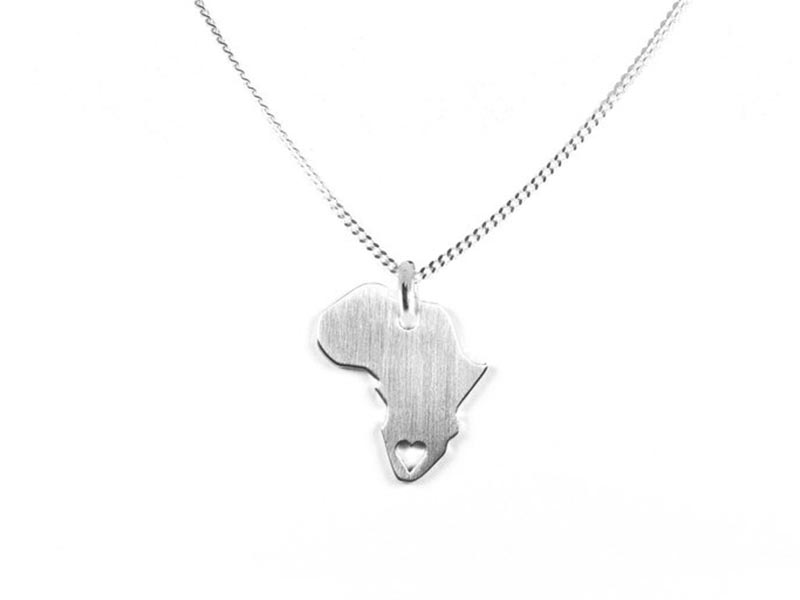 Small Africa with Heart cut out Pendant