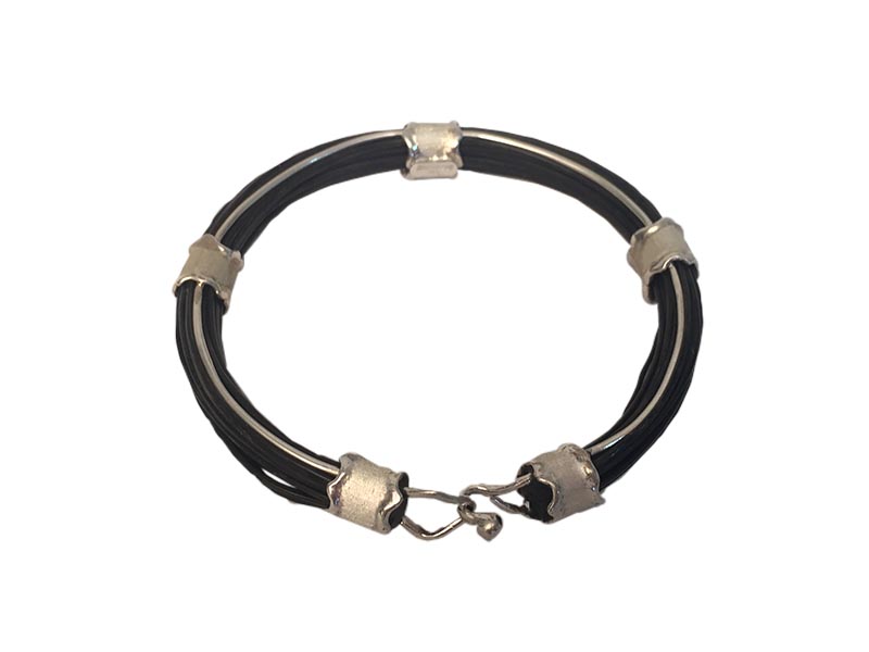 Gents Burnt Edges Silver And Elephant Hair Bangle Gents Burnt Edges Silver And Elephant Hair Bangle