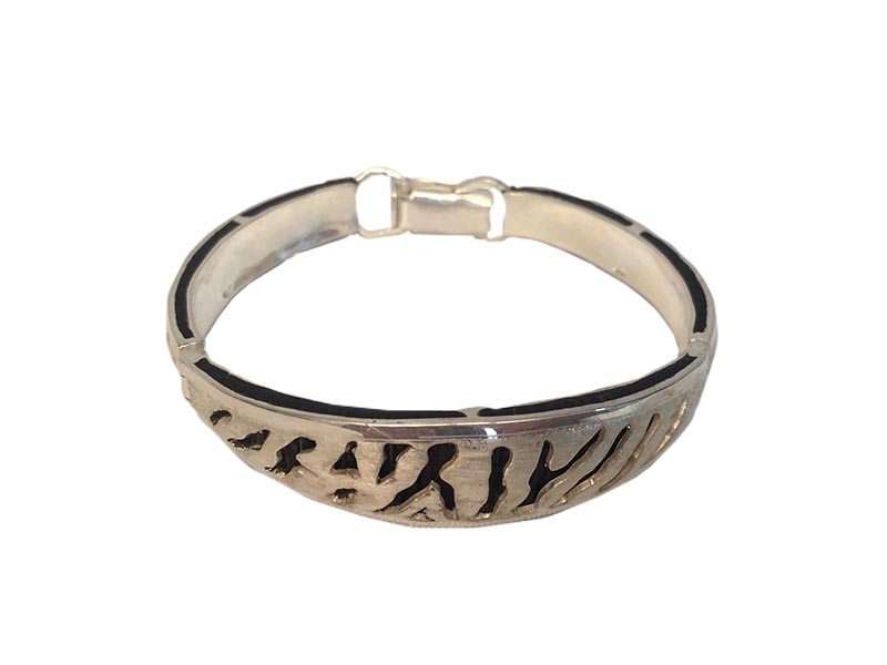 Ladies Silver Zebra Print Elephant Hair Bangle Ladies Silver Zebra Print Elephant Hair Bangle