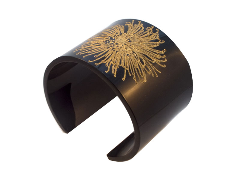 Perspex Cuff With Engraved Pincushion Protea Perspex Cuff With Engraved Pincushion Protea