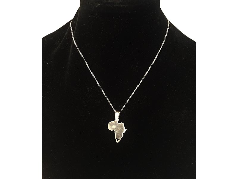 Silver Plain Shiny Africa Map With Chain
