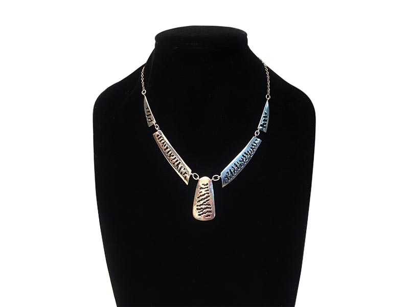 Silver Zebra Print Necklace With Elephant Hair Silver Zebra Print Necklace With Elephant Hair