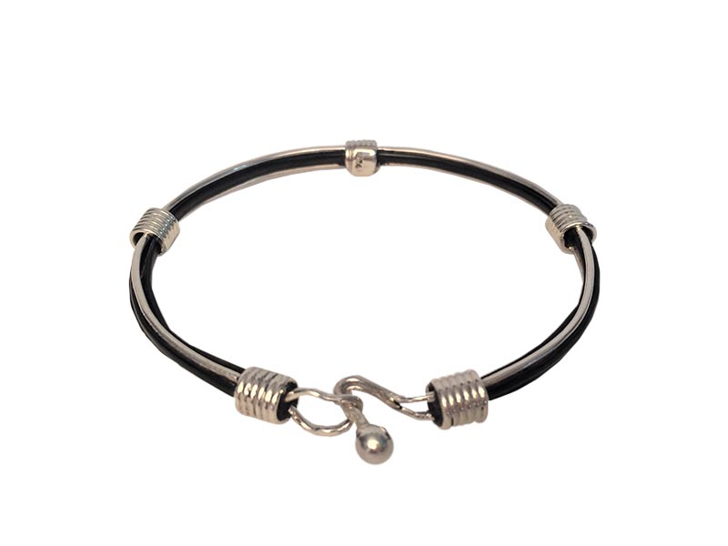 Unisex Silver Medium Spring And Elephant Hair Bangle Unisex Silver Medium Spring And Elephant Hair Bangle